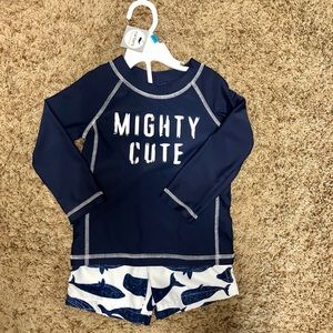 Toddler Boys' Whales Swim Rash Guard Set